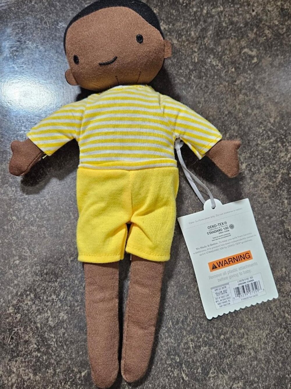 Cloud Island Plush Doll Dark Skin Stripe Mustard Color 13" New With Tag NWT